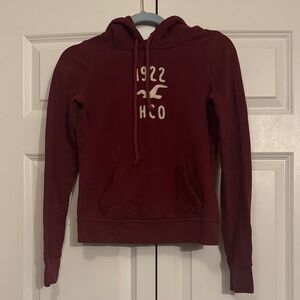 Vintage y2k Hollister Women's Burgundy Hoodie Sweater